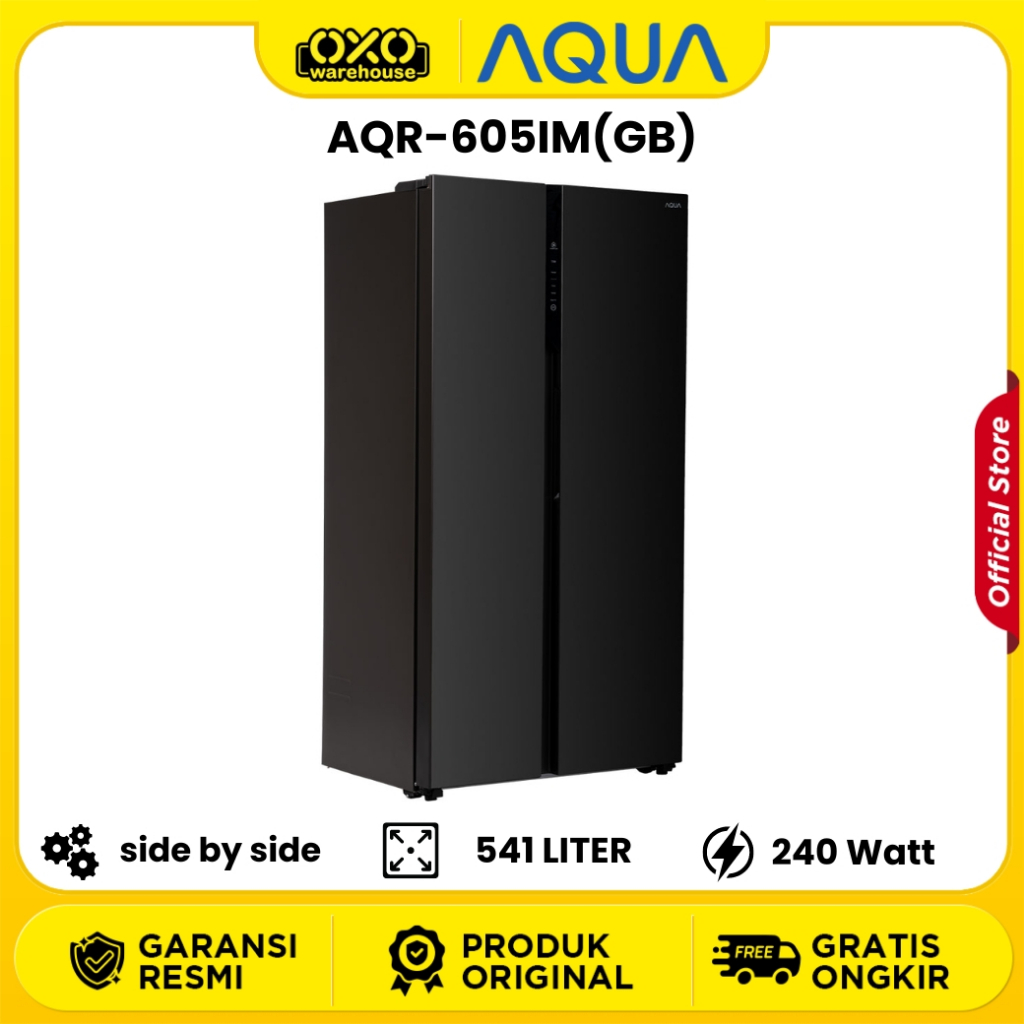 AQUA Kulkas AQR-605IM-Lemari Es 2 Pintu 241 Liter  Low Watt Garansi Resmi