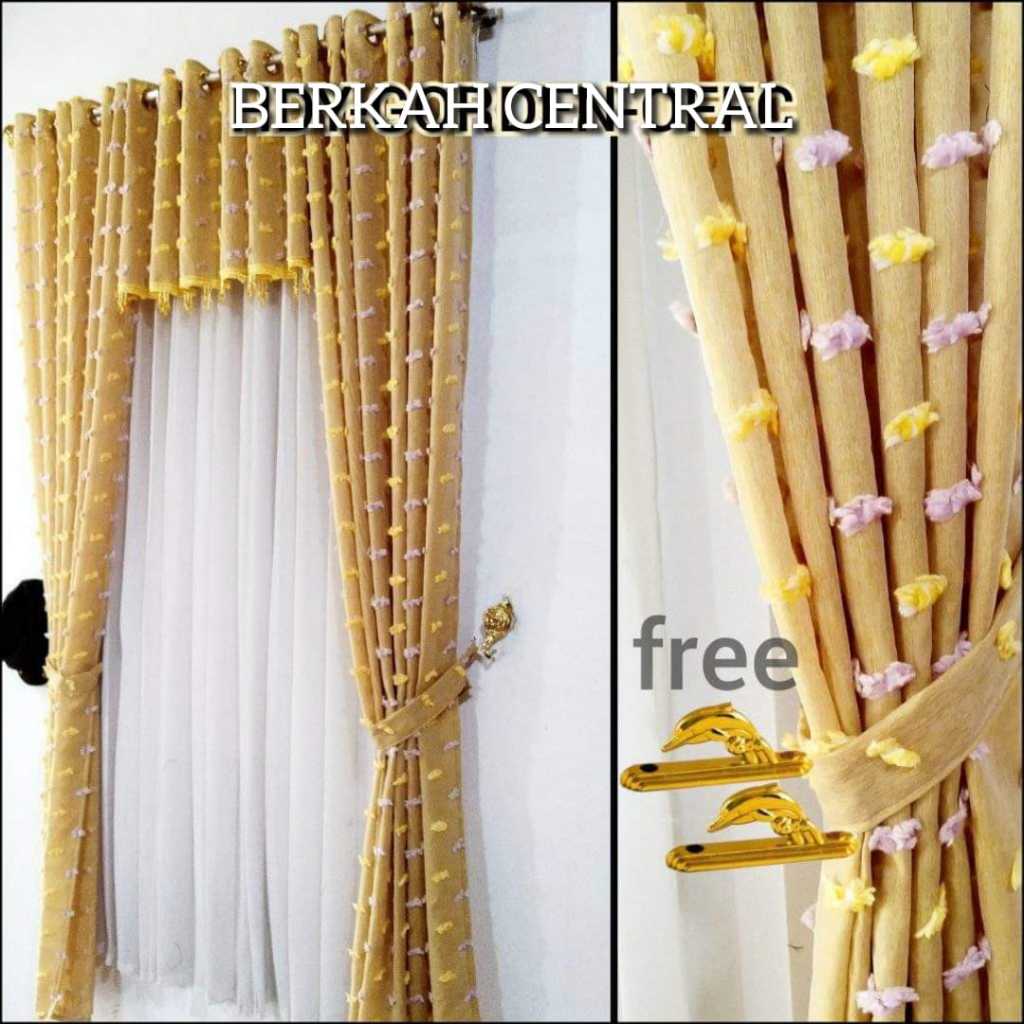 Gorden Jendela Panjang Ruang Tamu Kain Rubiah Tipis Model Smokring