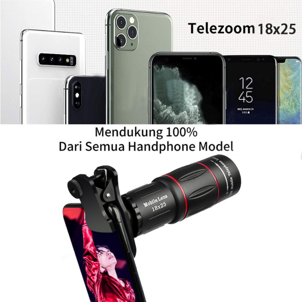 Toop Maakmurr Lensa Tele Zomm 18X HP [A55] Lens Kamera TeleZoom Handphone Bermata HD Ponsel Lensa