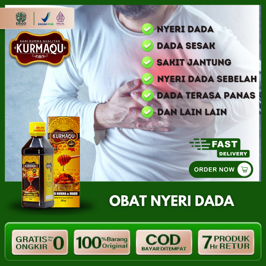 Obat Nyeri Dada,Nyeri Dada Sebelah,Sakit Jantung,Dada Sesak Perih Batuk Menahun Kurmaqu Original