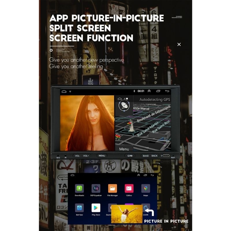 tape mobil Android headunit double din ram 2/33gb layar HD IPS