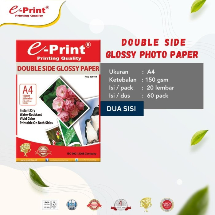 E-PRINT KERTAS PHOTO DOUBLE SIDE GLOSSY PAPER A4 150 GSM