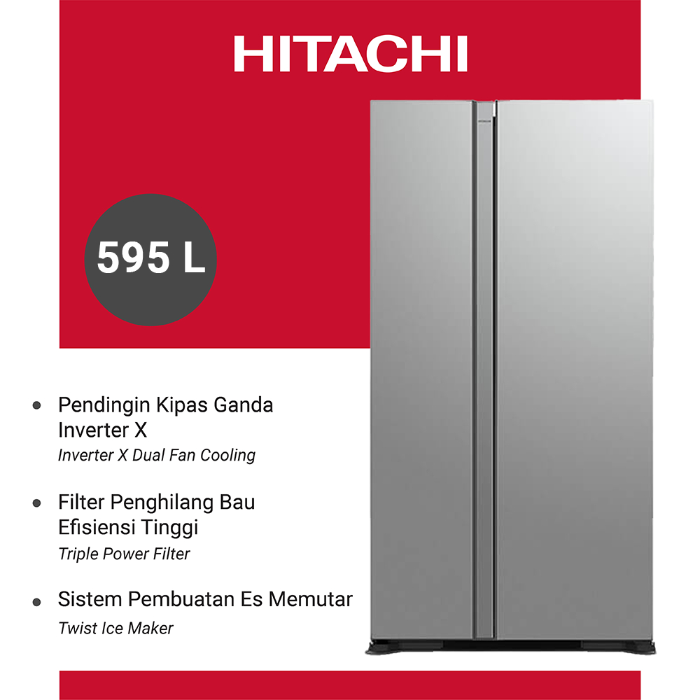 HITACHI Kulkas Side By Side 525 Liter HRSN9552DXID