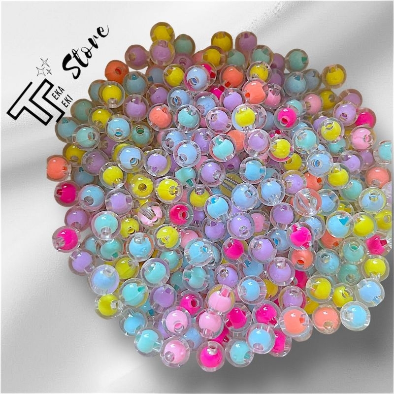 5Gram Mote Bulat Isi Bening Mote Manik Akrilik Bulat Isi Bening 8 Mm Mix Warna