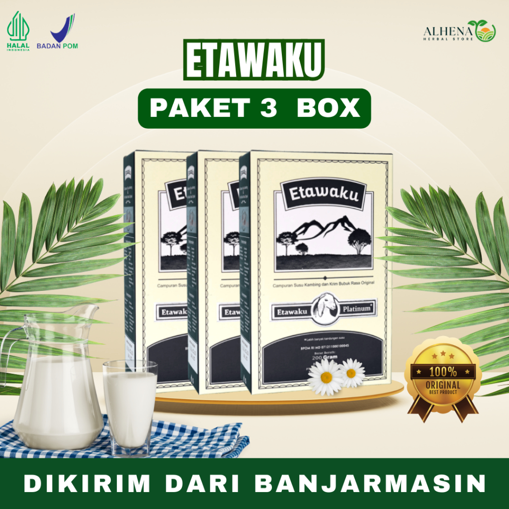 

Paket 3 BOX (Murah) ETAWAKU | Platinum Original 100% Susu Kambing Etawa Rendah Lemak dan Gula Membantu Mengatasi Masalah Kolesterol dan Nyeri Sendi Dikirim Dari Banjarmasin