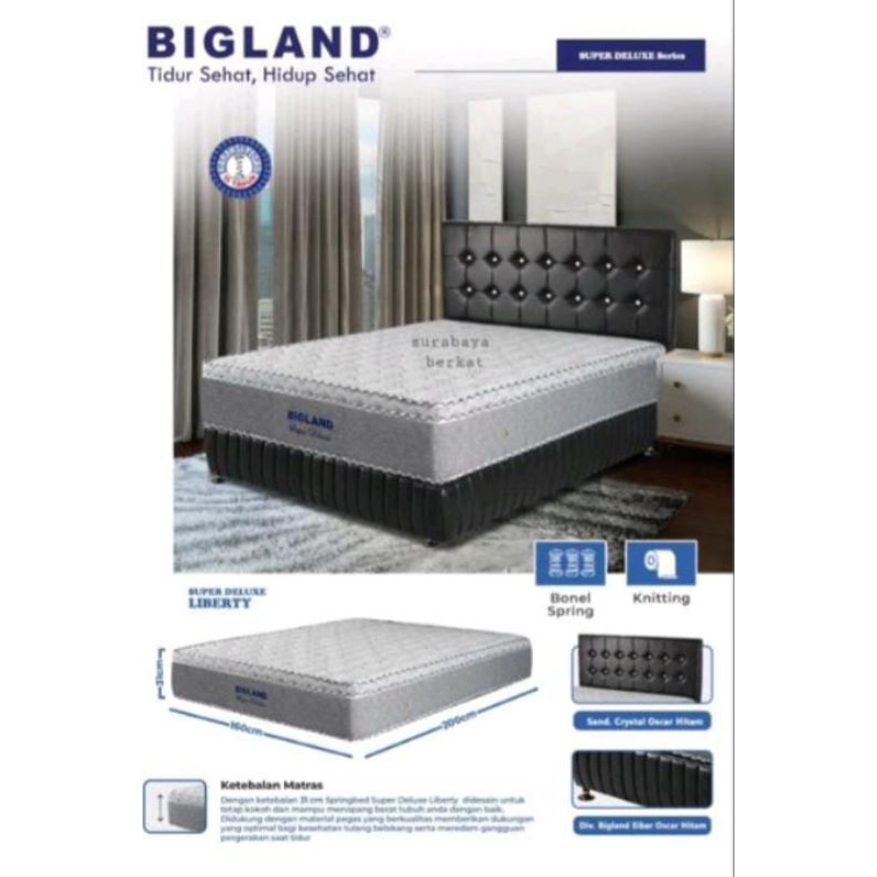 spring bed set super deluxe bigland (kasur dipan dan sandaran)