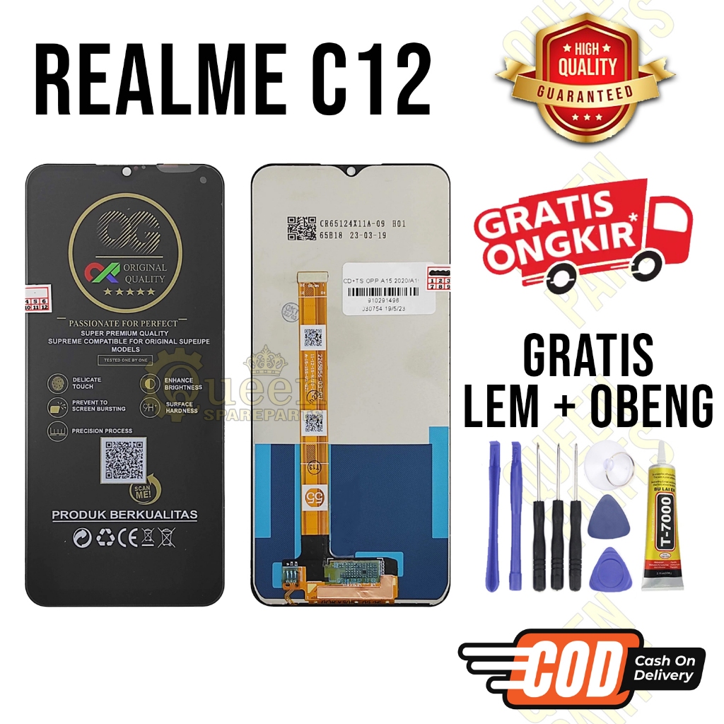 Lcd Touchscreen REALME C12 Original OEM Lcd REALME C12 Fullset GRATIS LEM OBENG