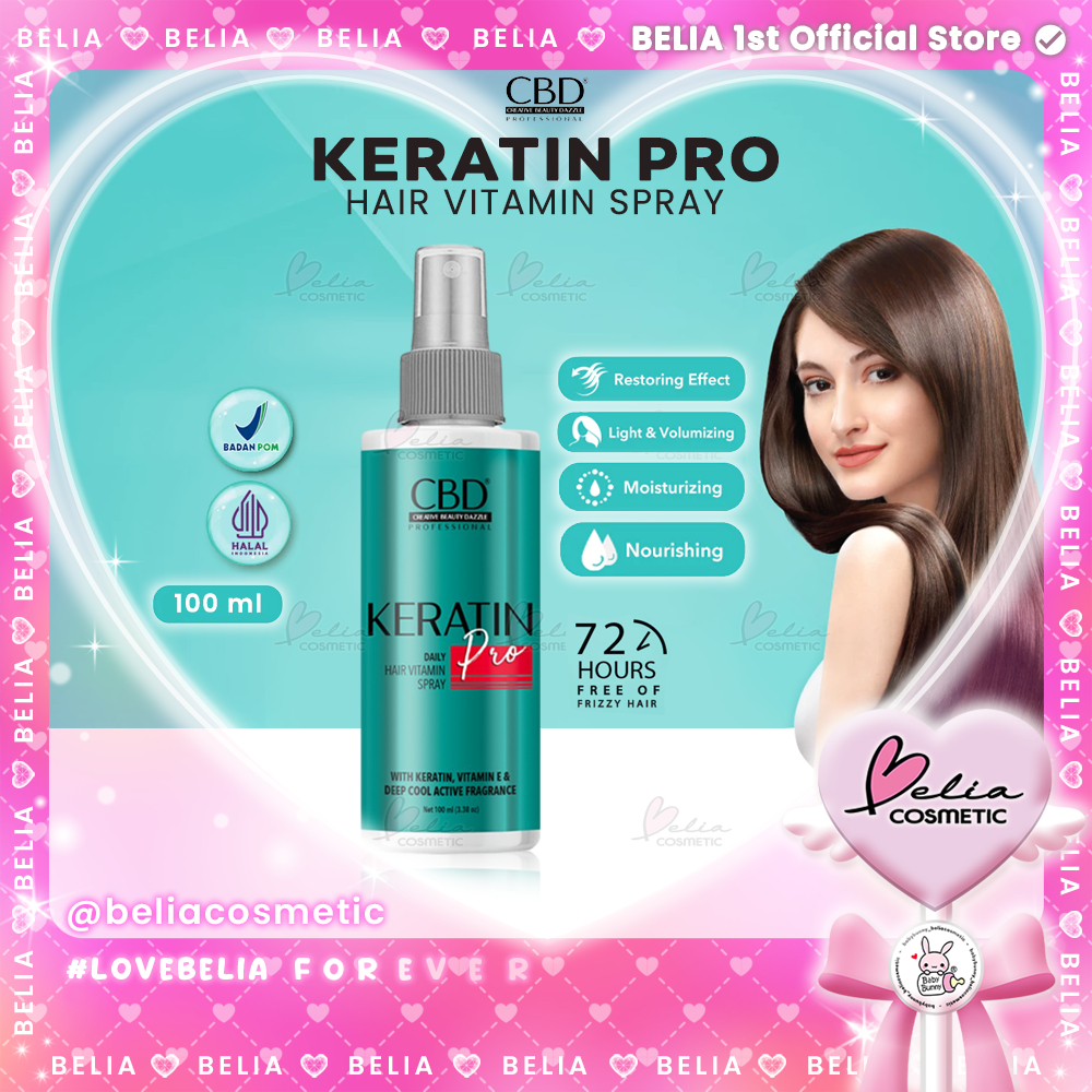 ❤ BELIA ❤ CBD Professional Keratin Pro Daily Hair Vitamin Spray 100ml | Rambut Halus Berkilau Bervol