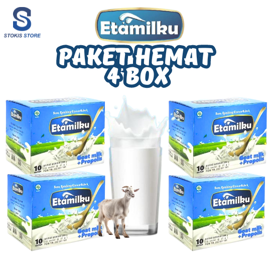 

Paket Hemat 4 Box: Susu Kambing Etawa Plus Propolis ETAMILKU – Rasa Original Asli, Nutrisi Premium