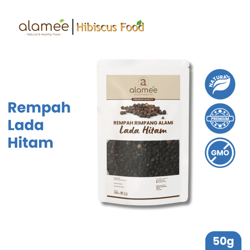 

ALAMEE Lada Hitam Biji Organik Utuh Whole Black Pepper Blackpepper Rempah Rimpang Organik Alami 50g Dutchi Farm