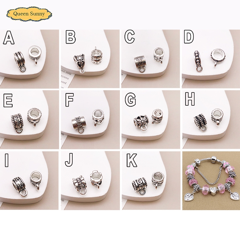 Charm Spacer Manik Monte Gantung Silver Mote Beads Bead Penghubung Kaitan Kait Connector Konektor Lu