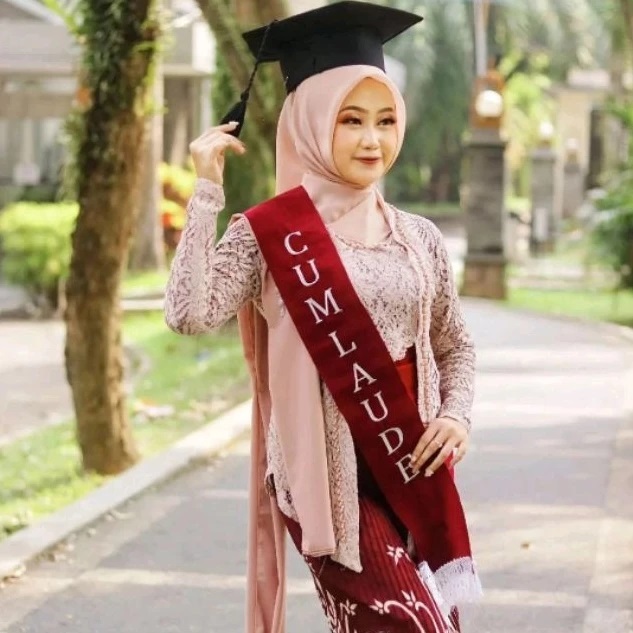 (1HARI JADI) SELEMPANG WISUDA RUMBAI, Selempang bordir selempang nama selempang pita selempang Renda