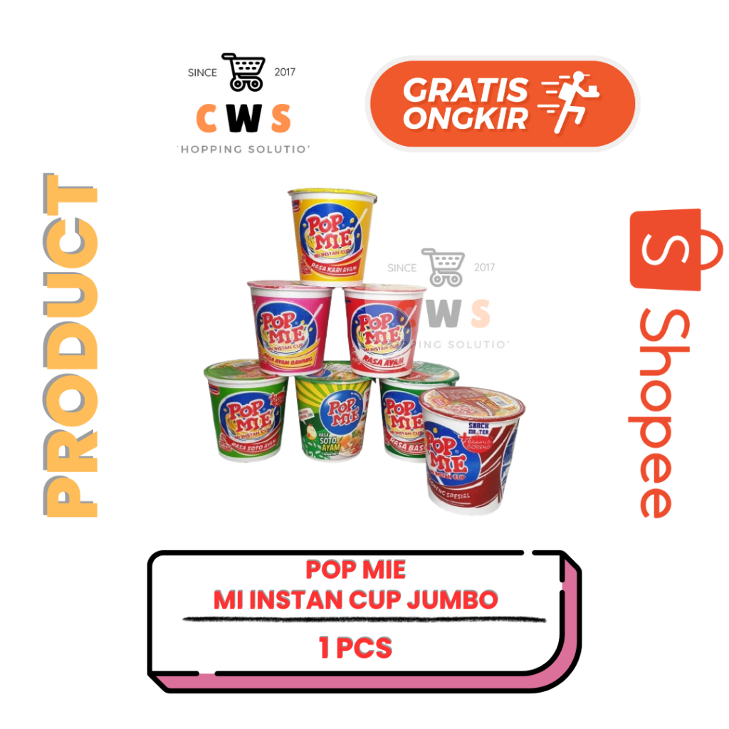 

POP MIE KUAH RASA BASO AYAM BAWANG Instan Cup Jumbo - 75 gr / 1 Pcs