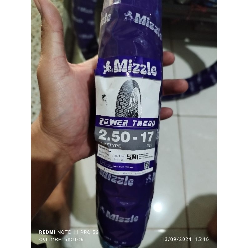 Ban Mizzel power Tread 250-17 Tube Type/Ban Non tubles Mizzel power Tread 250-17/Ban Depan Mizzel Su