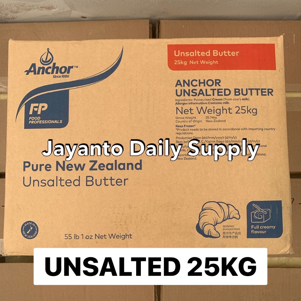 

UNSALTED BUTTER ANCHOR 25KG BULK KARTONAN / IMPORT NEW ZEALAND - 100% HALAL