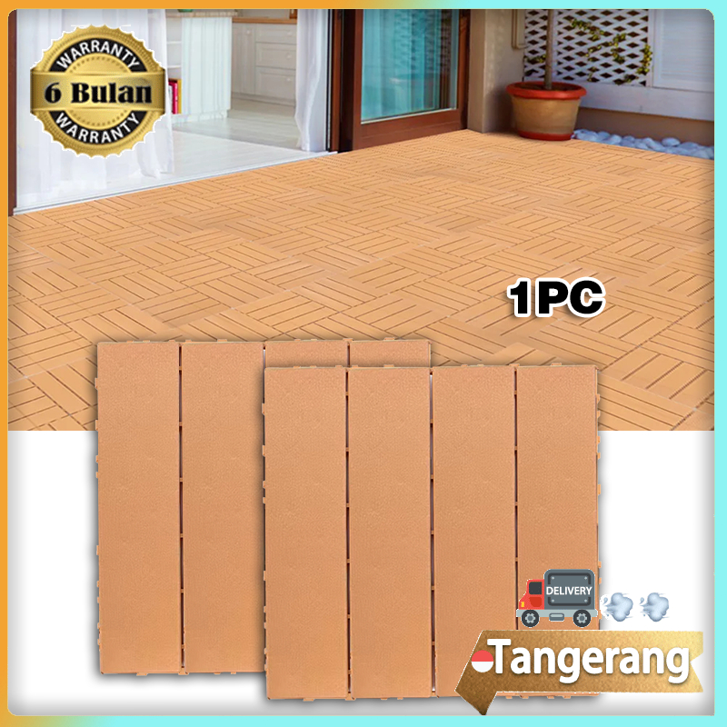 Decking Tile PVC Decking Kayu Kayu Motif Salur 4 Finishing Lantai Motif Lurus Outdoor Indoor