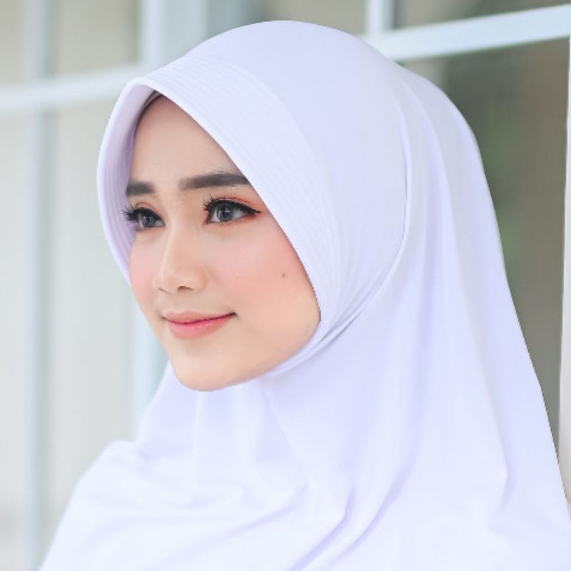 Hijab instant polos pet warna putih bersih