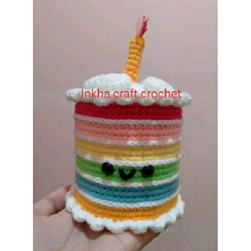 

Crochet Rainbow Birthday Cake Amigurumi