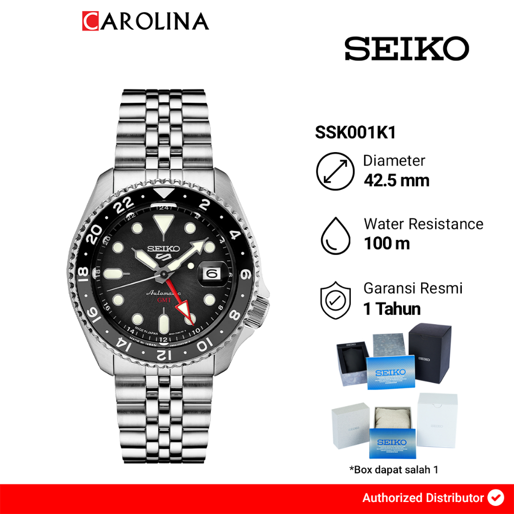 Jam Tangan Pria Seiko 5 Sports SSK001K1 SKX Sports Style GMT Black Grape Automatic Black Dial Stainl