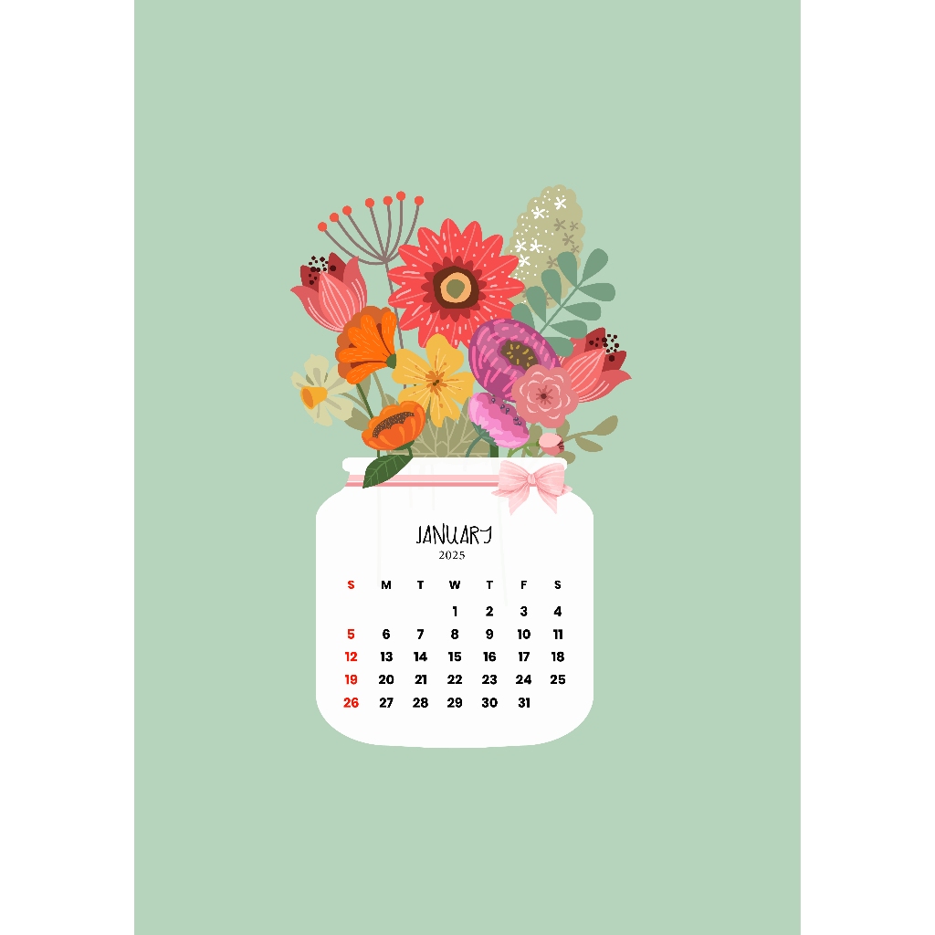 

template kalender 2025 aesthetic floral