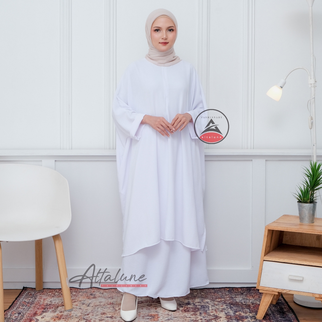 (Bisa COD) Altalune Fashion Dress gamis tunik abaya one set atasan + Rok jumbo Crinkle premium / One