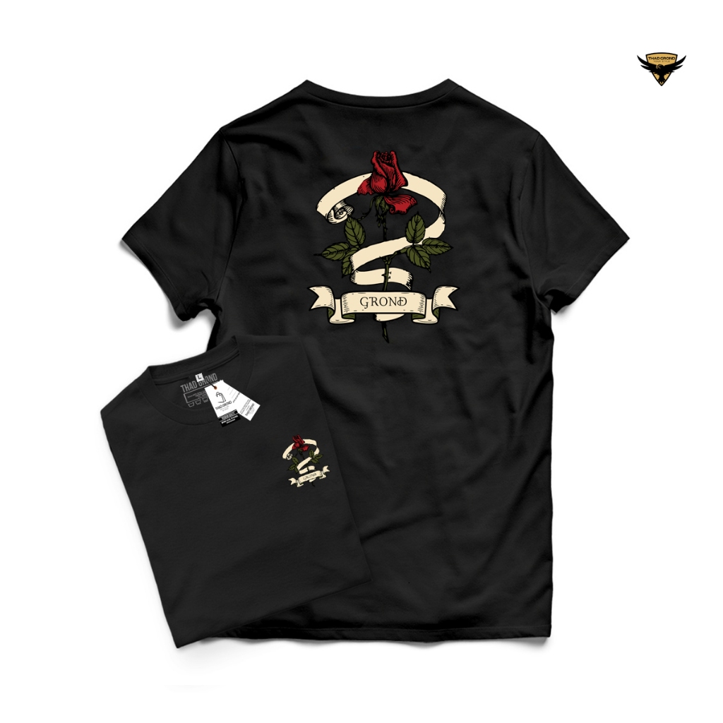 Thad Grond - T-Shirt kaos distro Premium Gambar  Bunga Mawar Print 01 Cacual Santai Original