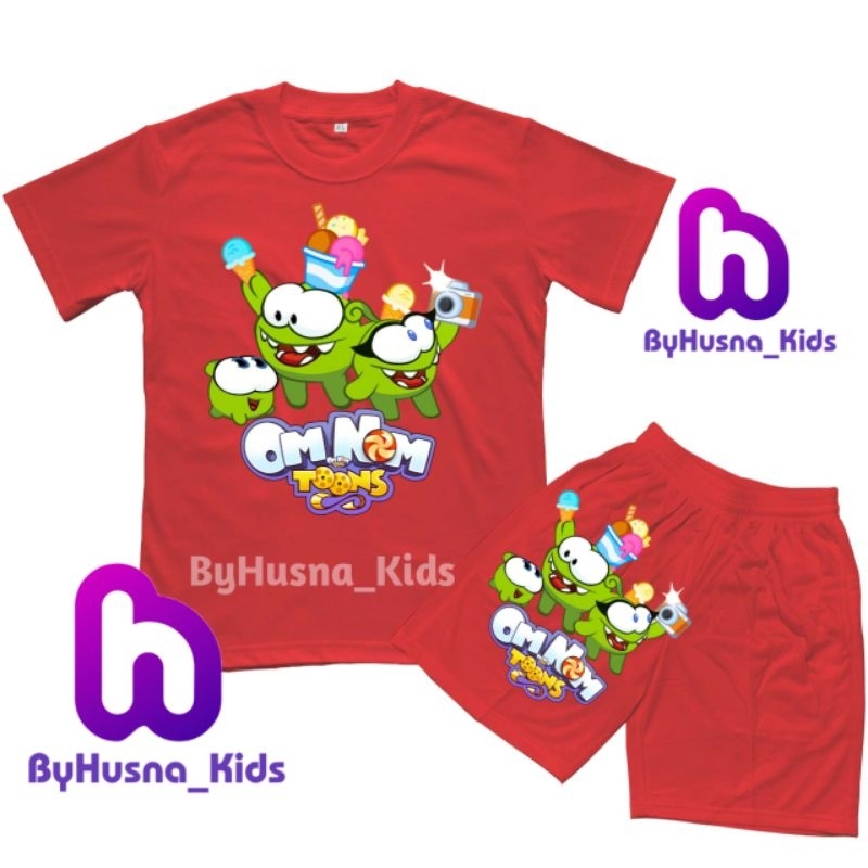 SETELAN OM NOM TOONS BAJU KAOS ANAK OMNOM OM NOM  BAHAN PREMIUM