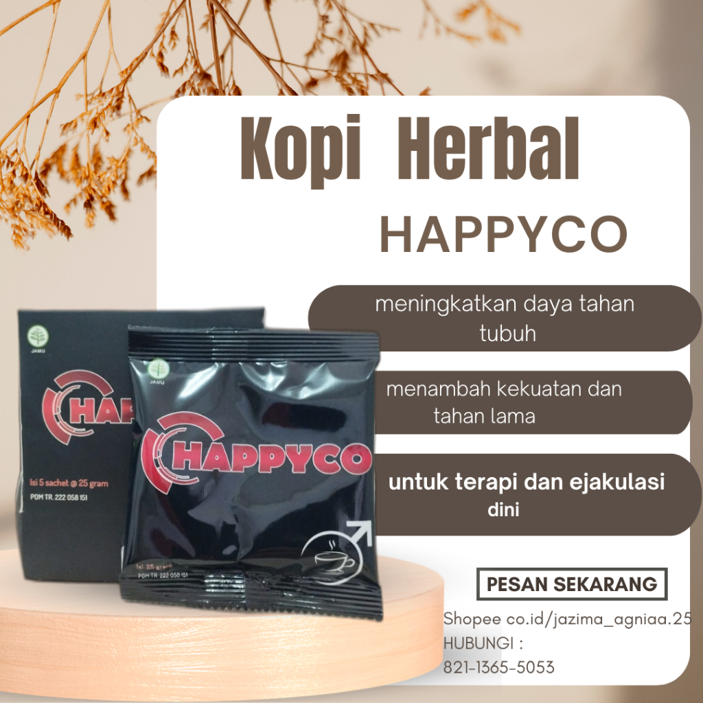 

Kopi Happyco Hitam Bubuk Asli Murni Tanpa Campurn Kopi Bubuk Hitam Kopi Kuat Stamina Pria Tahan Lama