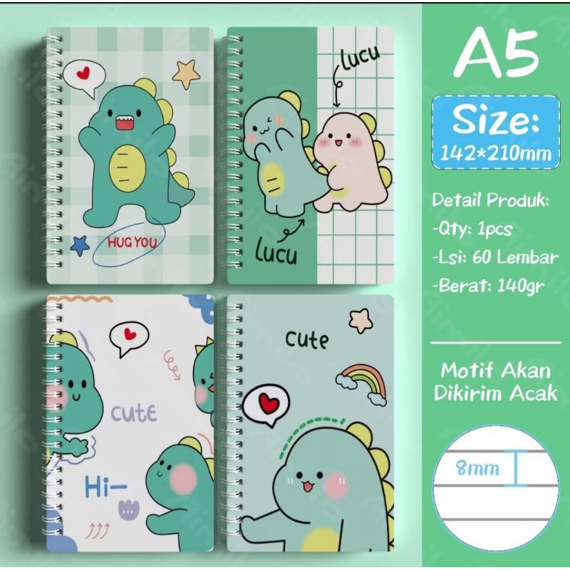 

SuksesMart.Notebook Dino A5 Buku Diary Aesthetic Buku Jurnal Buku Catatan Buku Notebook
