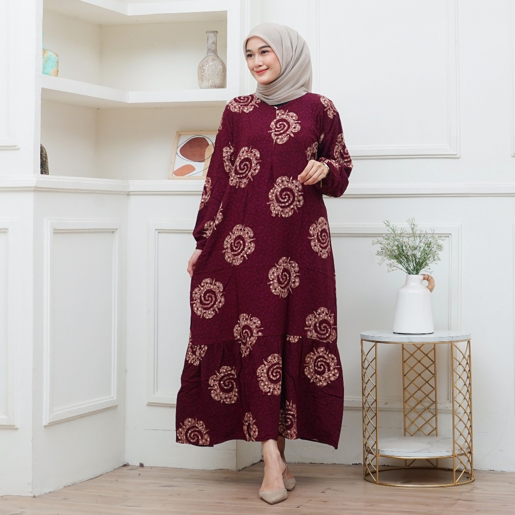 Gamis Salwa Jumbo Ld 120 Batik Cap Cetak || Gamis Model terbaru || Longdres Batik Jumbo