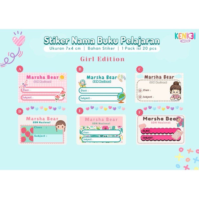 

Stiker nama Label buku sekolah