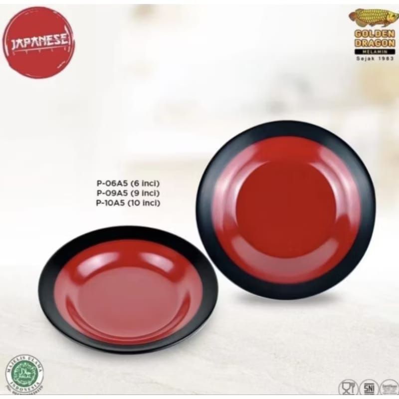 1 Pcs Piring Makan Melamin Golden Dragon 9 Inch - Melamin Golden Dragon