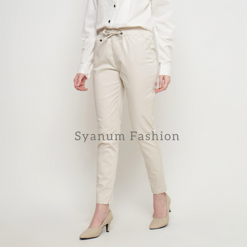 CHINO PANTS WANITA PINGGANG KARET SLIM KATUN TWILL | CHINO WANITA/CELANA CASUAL WANITA BAGGY PANTS