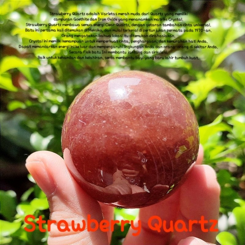 Kristal Batu alam sphere Strawberry quartz