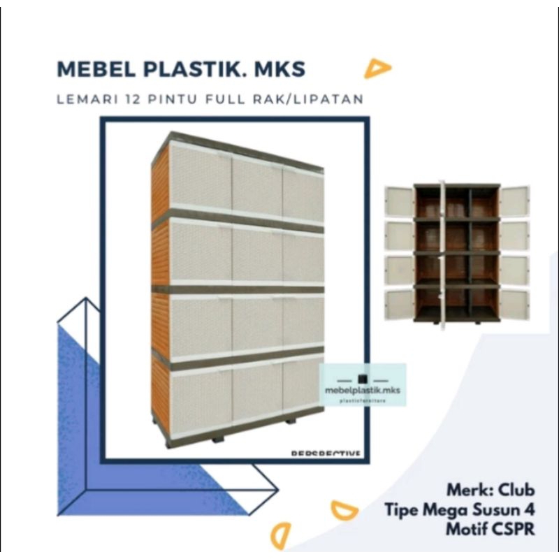 Lemari Plastik 9 Pintu/12 Pintu Club Mega Susun 3/Susun 4