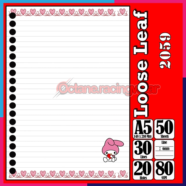 

Loose Leef Leaf A5 Isi 50 Lembar Binder Karakter Bunga pink Love cute Lucu Anime Cewe my Melody Hello Kitty Kucing Hewan Terbaru Polos refil Refill Vol-22