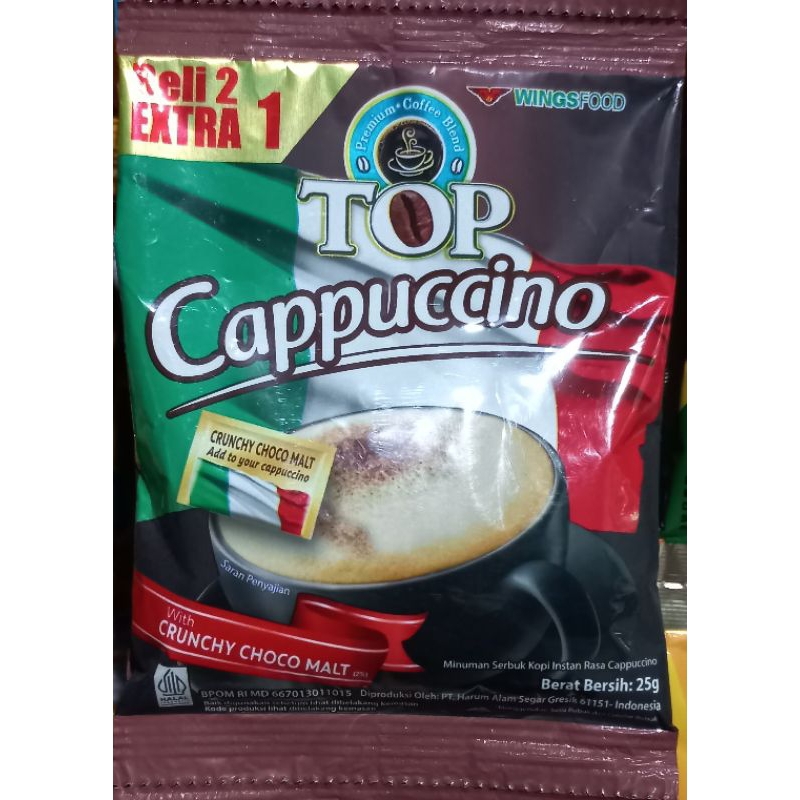 

Kopi Top Cappuccino 1 Renceng Isi 15 Sachet @25g