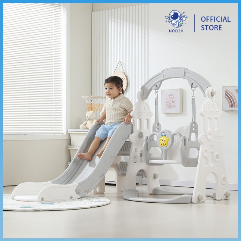 NODIA Mainan Ayunan Anak 3-in-1/Prosotan/Ring Basket  (Bola Gratis)/kuda Goyang/Taman Bermain Bayi