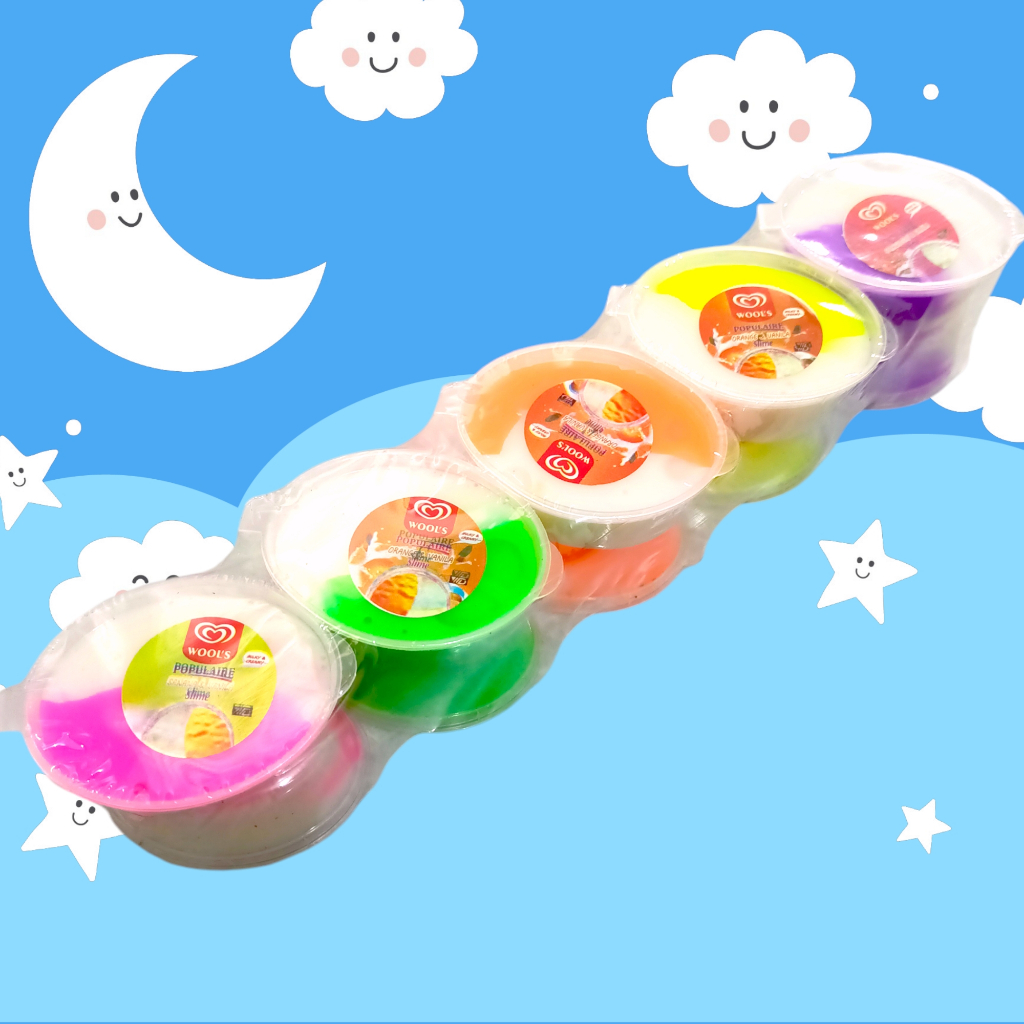 (10 Pcs) Mainan Slime Cup Ember Mix / Slem Boba Buah Clear Metalik Snack Edukasi Anak