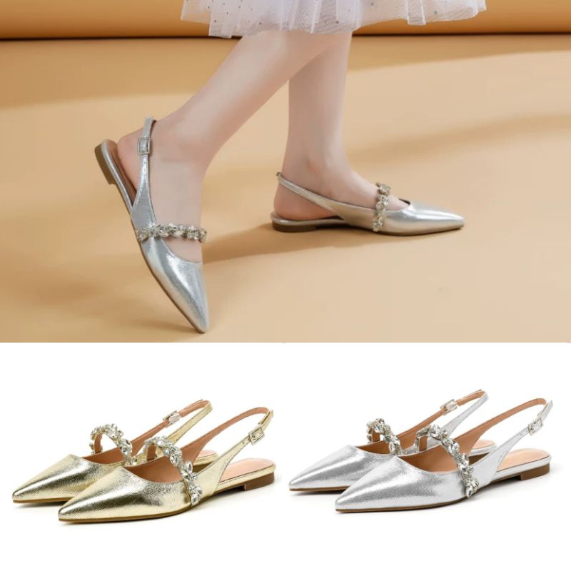 Sepatu ZARA Diamond Slingback Flat Shoes