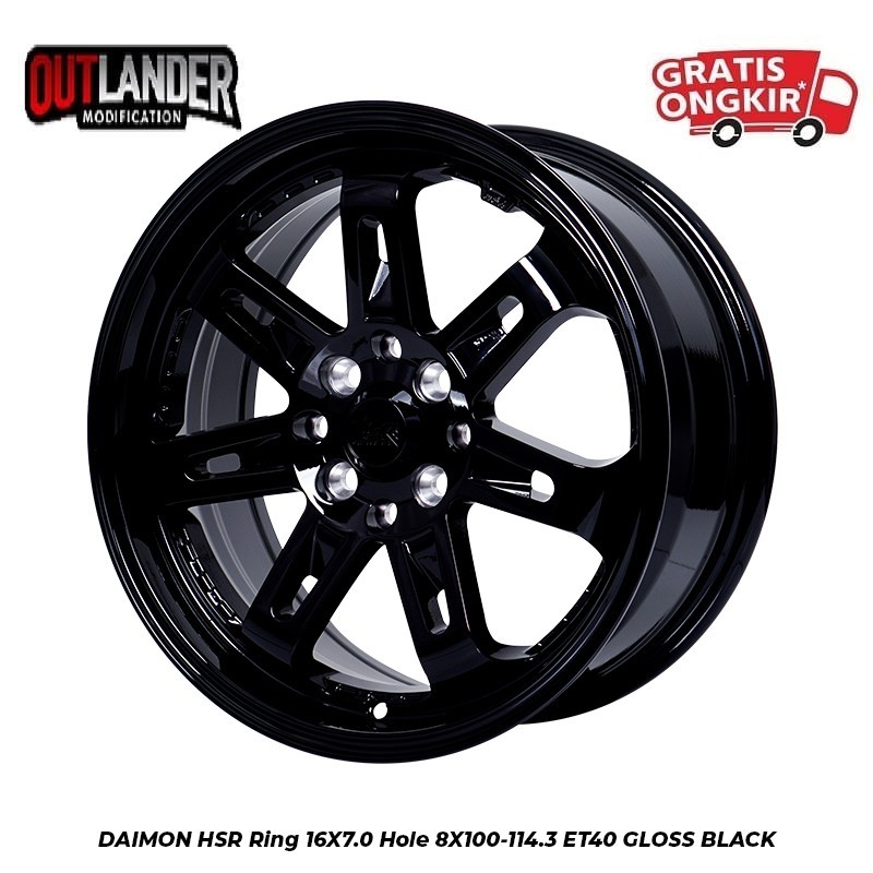 Velg Mobil Calya Xenia Jazz Alvez Freed Avanza Ring 16 Hsr Wheel Daimon Gloss Black