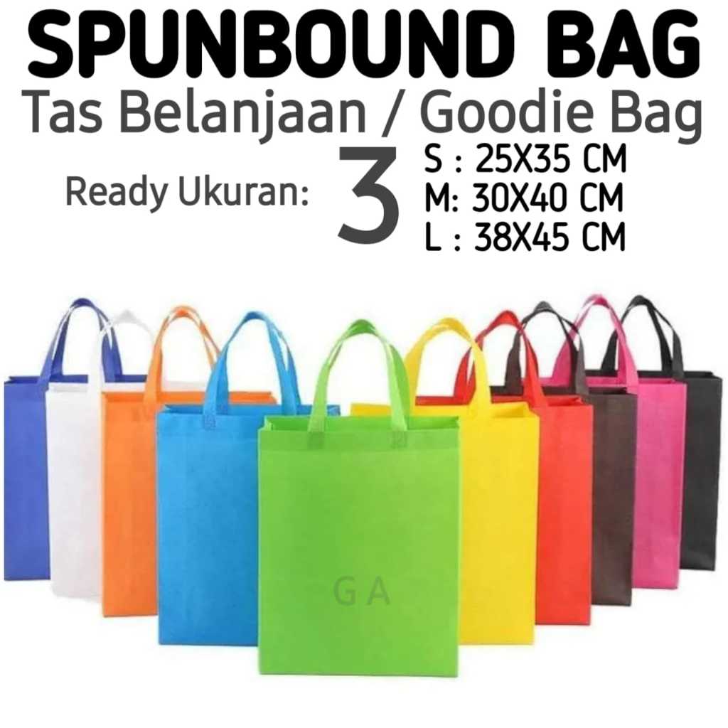 

Spunbond Warna Warni Goodie Bag Tas Belanja Model Tali Handle Kantong Kain