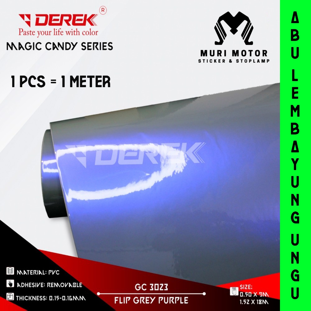 Skotlet abu lembayung ungu lavender bunglon Derek Stiker skotlite mutiara stiker Motor 1 Meter