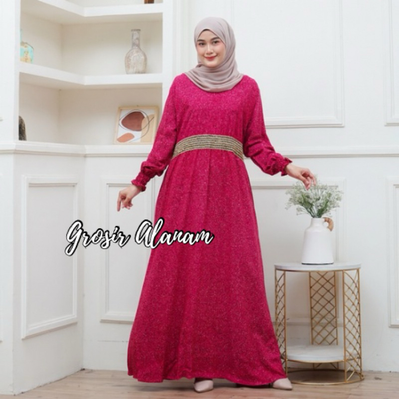 GAMIS SULTAN AZIZA JUMBO TANGAN KARET - LD 130 Panjang 138 Bahan Rayon Tebal