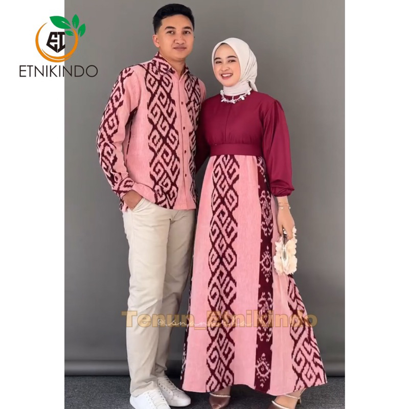 Baju couple tenun - couple gamis tenun - kemeja tenun - gamis tenun