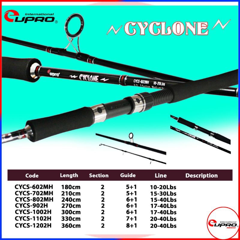 EUPRO CYCLONE CYCS602-702-802-902-1002-1102-1202 SPINNING | PASIRAN | LIGHT POPPING | SURF FISHING