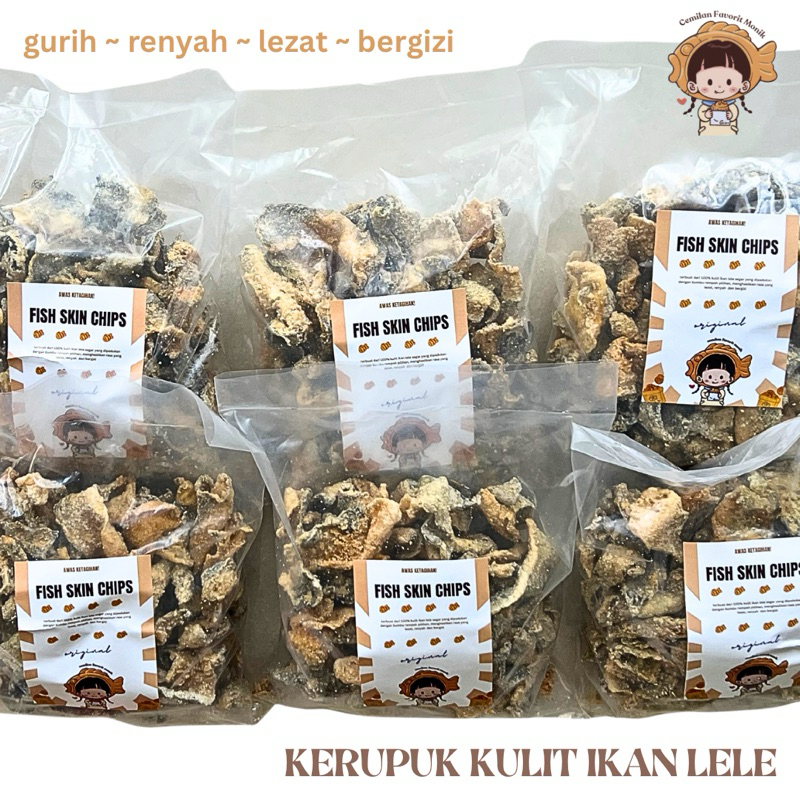 

FISH SKIN CHIPS Kerupuk Kulit Ikan Lele Original 200 gr