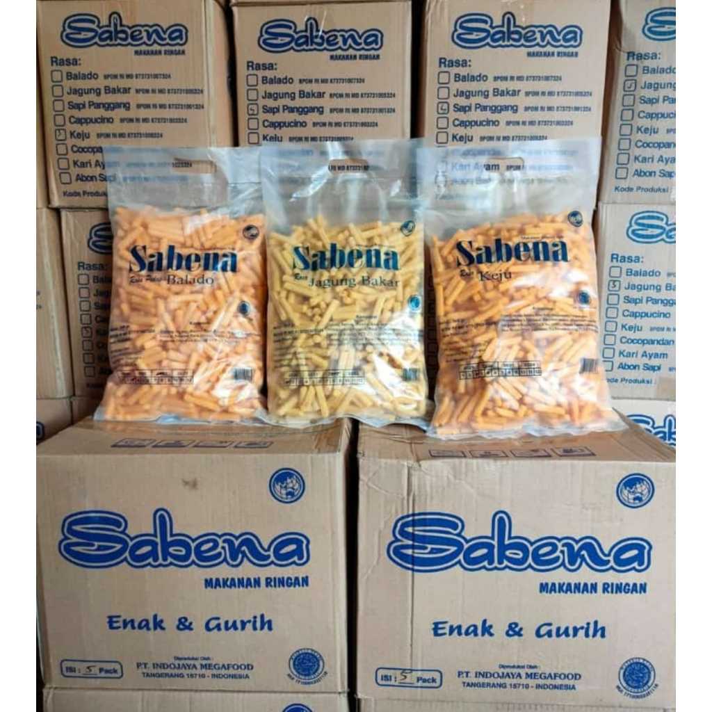 

SABENA STIK 360g / ANEKA RASA KEJU BALADO SAPI PANGGANG JAGUNG BAKAR CEMILAN JAJANAN / KERIPIK SABENA STIK BALADO