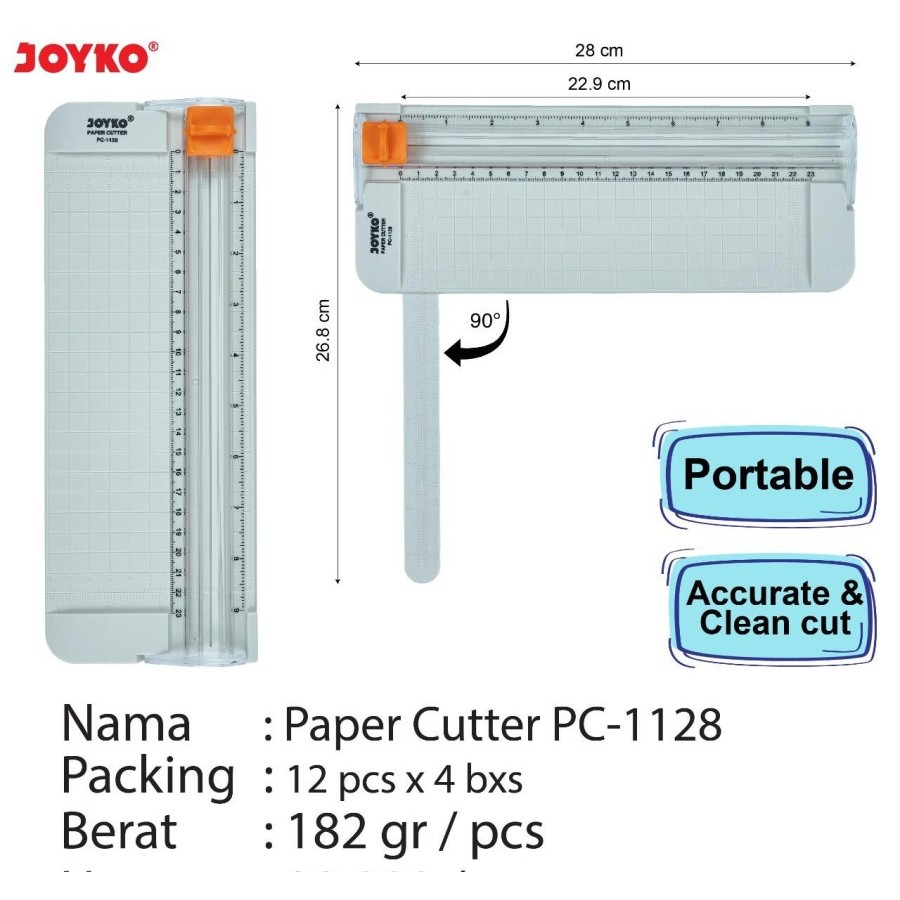 

Pemotong Kertas Paper Cutter Joyko Portable Pc-1128 A5 Best Product!! - PC1128