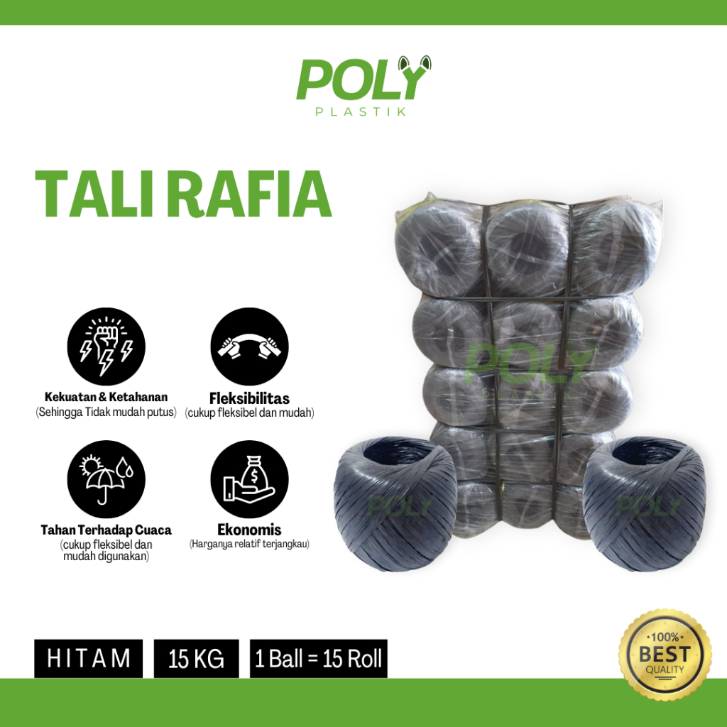 Tali Rafia / Tali Plastik / Tali Rapia Hitam 1 KG FULL KUALITAS SUPER